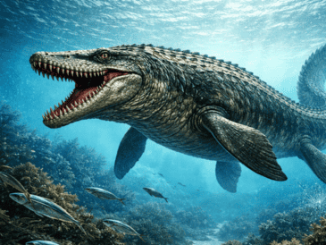 Los mosasaurios fueron predadores marinos de gran tamaño y este hallazgo revela que algunas especies tenían mandíbulas más finas y dientes adaptados a presas pequeñas. Imagen ilustrativa generada con IA de ChatGPT