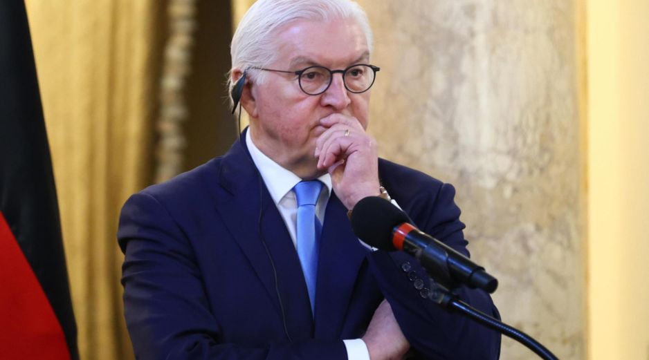 El presidente de Alemania, Frank-Walter Steinmeier, reacciona durante una rueda de prensa este lunes en Ciudad de Panamá (Panamá). EFE/ C. Lemos