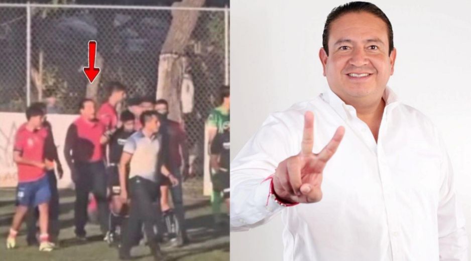 Testigos señalaron que Gustavo Robles Martínez, acompañado de su equipo de seguridad, confrontó a los árbitros. X/@pacochaconmx/FACEBOOK/@GustavoRoblesM/ESPECIAL