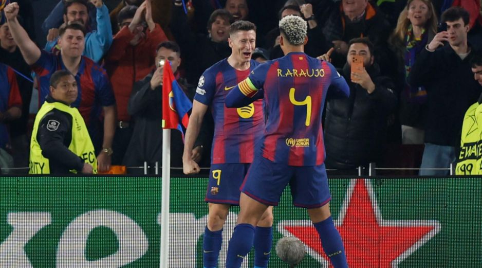 Robert Lewandowski y Lamine Yamal anotaron para el Barcelona este miércoles. EFE / A. Estevez