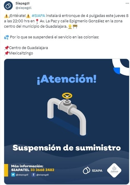 Se espera que el servicio de agua potable se restablezca durante la tarde del viernes 9 de febrero. &nbsp;