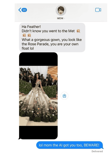 La cantante compartió la conversación con la que se enteró que su madre había caído en las imágenes alteradas con IA. INSTAGRAM/ katyperry&nbsp;