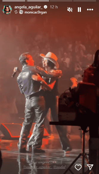 La cantante compartió en sus redes sociales el momento en que comparte escenario con Christian Nodal. INSTAGRAM/ angela_aguilar__/&nbsp;