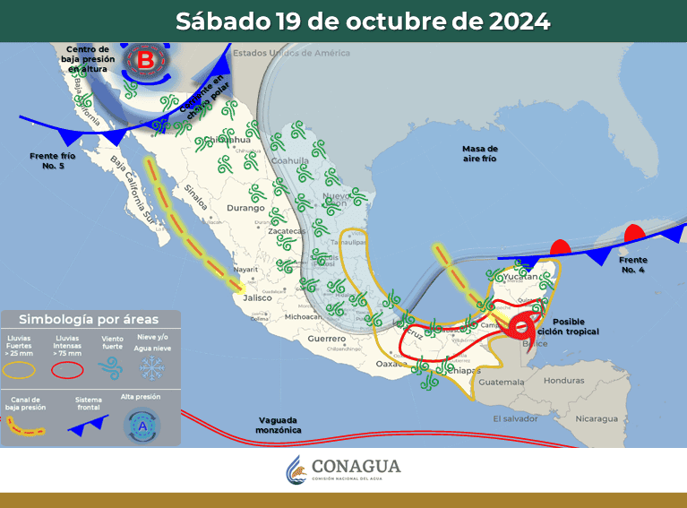La Comisión Nacional del Agua (CONAGUA) continuará informando del desarrollo del Frente Frío no. 5 a través de la cuenta de X -TWITTER-/ @conagua_clima&nbsp;