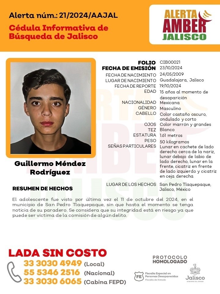  CORTESÍA/Alerta Amber Jalisco.