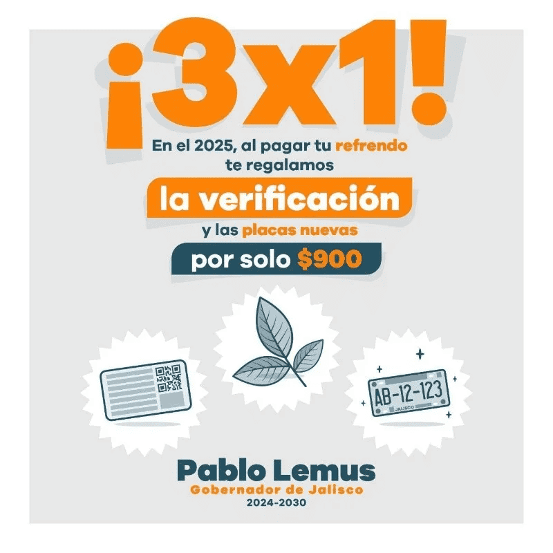 &nbsp;El Gobierno de Jalisco compartió una promoción para los conductores de Jalisco para realizar su refrendo, verificación vehicular y obtención de placas a un accesible precio. GOBIERNO DE JALISCO