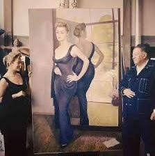 La pintura de Diego Rivera mostrando a Silvia Pinal con un vestido negro. CORTESÍA