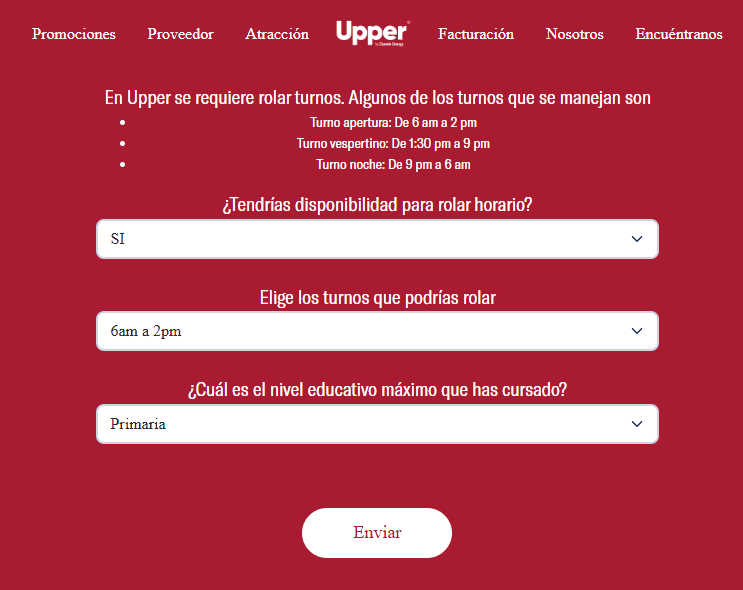 Formulario de atracción de talento para tiendas 