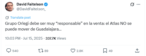 Captura de la petición realizada a través de un post desde redes sociales. X / @DavidFaitelson_ 