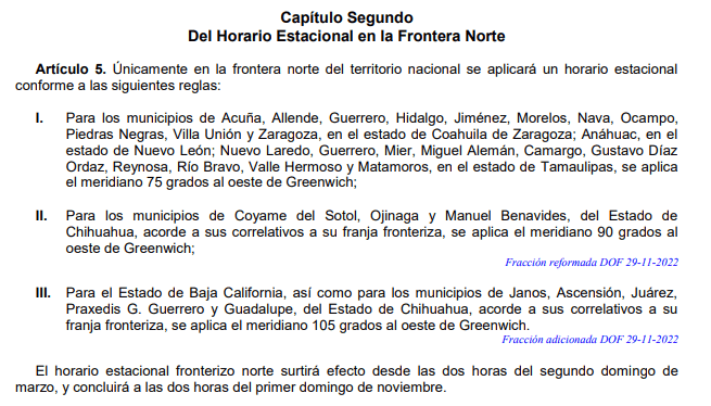 ESPECIAL / Ley de los Husos Horarios en los Estados Unidos Mexicanos.