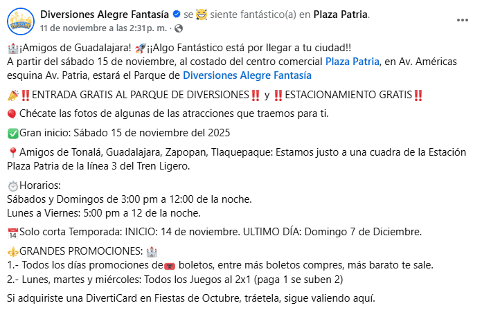 FACEBOOK / Diversiones Alegre Fantasía 
