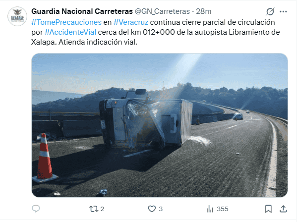  Publicación de la Guardia Nacional. X / @GN_Carreteras