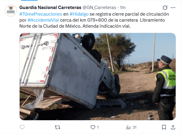 &nbsp;&nbsp;Publicación de la Guardia Nacional. X / @GN_Carreteras