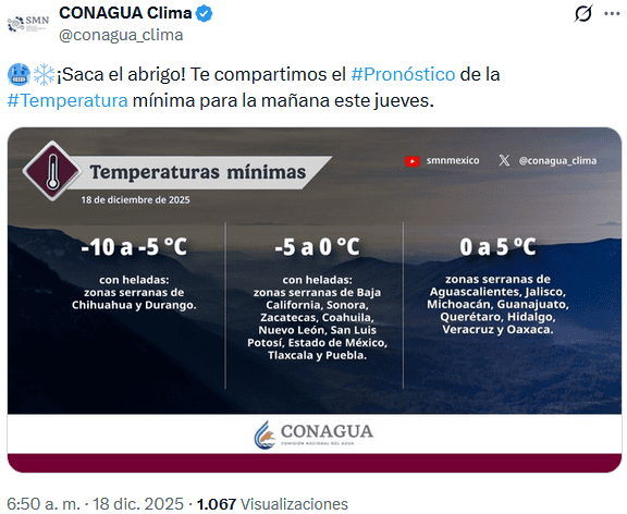 &nbsp;X / @conagua_clima