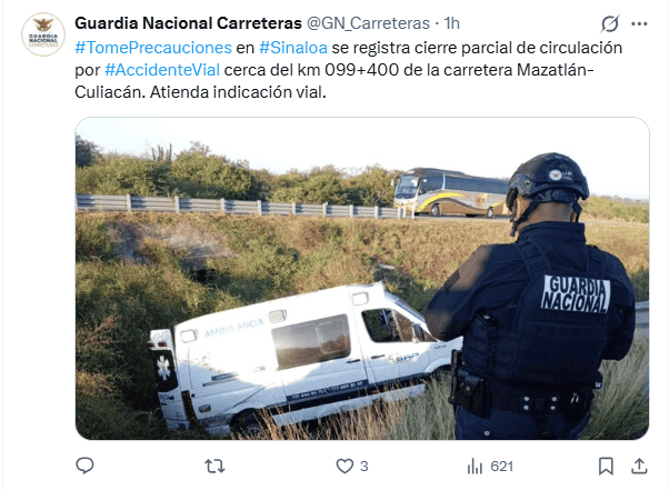 &nbsp;Publicación de la GN. X / @GN_Carreteras&nbsp;