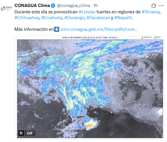 X / @conagua_clima&nbsp;