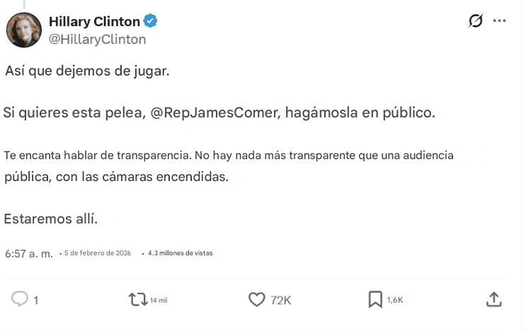 CAPTURA DE PATALLA/X/@HillaryClinton