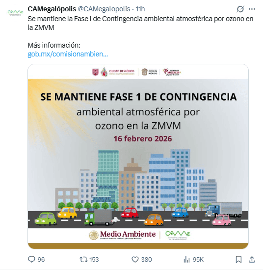 Notificación de la CAMe. X / @CAMegalopolis&nbsp;