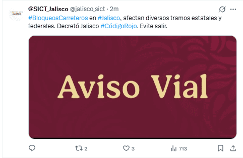 &nbsp;Anuncio de la SICT Jalisco desde redes sociales. X / @jalisco_sict